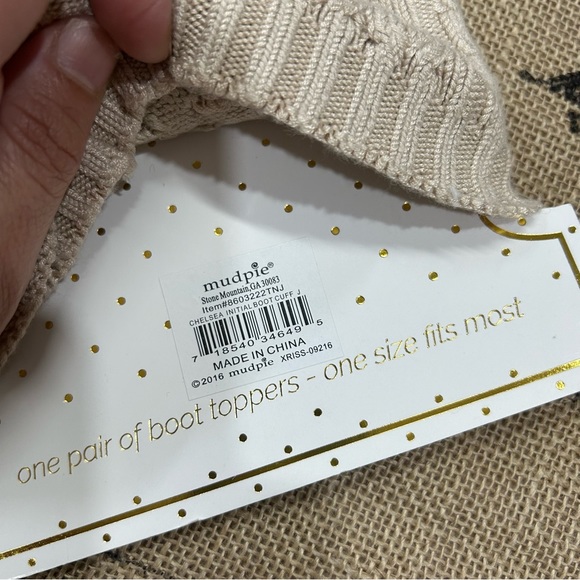 Mud Pie  NWT! Women’S Beige Chelsea Initial Monogram Boot Cuff Toppers - Picture 7 of 7
